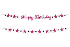 Letter Banner Starlight Birthday Pink Paper 213 x 16.2 cm