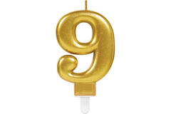 Number Candle 9 Starlight Birthday Gold Height 9.3 cm