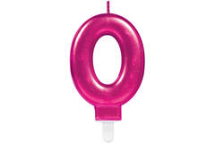 Number Candle 0 Starlight Birthday Pink Height 9.3 cm