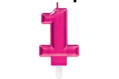 Number Candle 1 Starlight Birthday Pink Height 9.3 cm