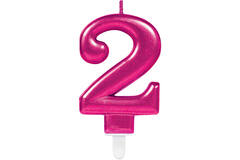 Number Candle 2 Starlight Birthday Pink Height 9.3 cm