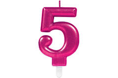 Number Candle 5 Starlight Birthday Pink Height 9.3 cm