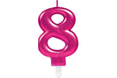 Number Candle 8 Starlight Birthday Pink Height 9.3 cm
