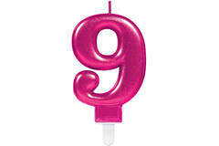 Number Candle 9 Starlight Birthday Pink Height 9.3 cm
