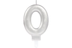 Number Candle 0 Starlight Birthday Silver Height 9.3 cm