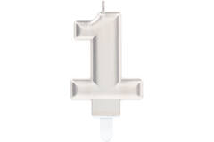 Number Candle 1 Starlight Birthday Silver Height 9.3 cm