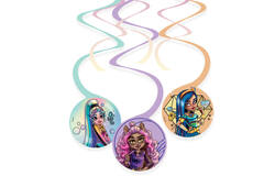 6 Swirl Decorations Monster High Paper 40 cm, 60 cm