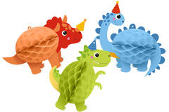 3 Honeycomb Hanging Decoration Dino Jungle
