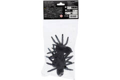 3 Fuzzy Spiders Black Plastic 8 x 10 cm