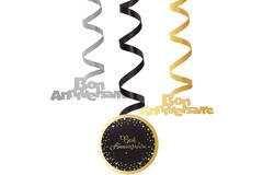 6 Swirl Decorations Starlight Birthday Bon anniversaire Paper / Foil 61 cm