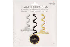 6 Swirl Decorations Starlight Birthday Bon anniversaire Paper / Foil 61 cm