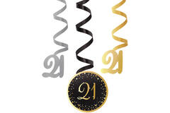 6 Swirl Decorations 21 Starlight Birthday Paper / Foil 61 cm