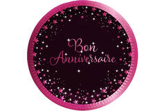 8 Plates Starlight Birthday Pink Bon anniversaire Paper 23 cm
