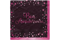 16 Napkins Starlight Birthday Pink Bon anniversaire 33 x 33 cm