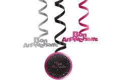 6 Swirl Decorations Starlight Birthday Pink Bon anniversaire Paper / Foil 61 cm
