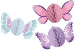 3 Honeycomb Hanging Decoration Flutter Garden Paper