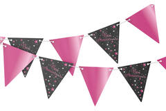 Pennant Banner Starlight Birthday Pink Bon anniversaire Papier 400 x 19 cm