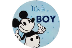 Button - Mickey Mouse "It's a BOY" - Gender Reveal - 7.5 cm