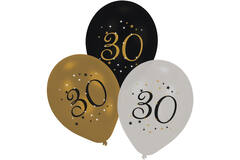 6 Latex Balloons 30 Starlight Birthday 27.5 cm / 11"
