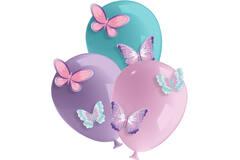 6 Latex Balloons Flutter Garden 11" with Paper Cutouts