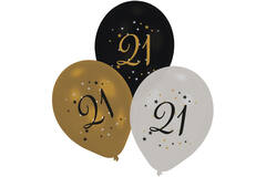 6 Latex Balloons 21 Starlight Birthday 27.5 cm / 11"