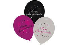 6 Latex Balloons Starlight Birthday Pink Bon anniversaire 27.5 cm / 11"