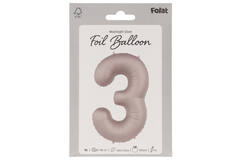 Foil balloon Number 3 - Moonlight Silver - Satin Gloss - 86 cm