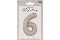 Foil balloon Number 6 - Moonlight Silver - Satin Gloss - 86 cm