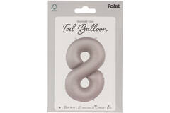 Foil balloon Number 8 - Moonlight Silver - Satin Gloss - 86 cm