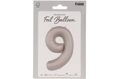 Foil balloon Number 9 - Moonlight Silver - Satin Gloss - 86 cm