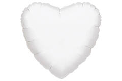 Foil Balloon - Shape - Heart - White Metallic - 45 cm