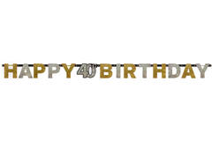 Letter Banner 40 Sparkling Celebration Gold Foil 213 x 16.2 cm