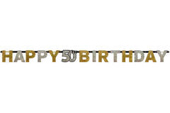 Letter Banner 50 Sparkling Celebration Gold Foil 213 x 16.2 cm