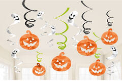 12 Swirl Decorations Pumpkins & Ghosts Foil / Paper 61 cm