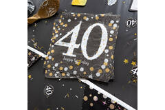 16 Napkins 40 Sparkling Celebration - Silver & Gold 33 x 33 cm