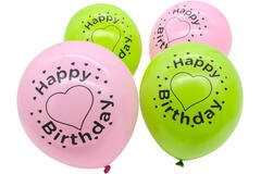 4 Latex Balloons LED Happy Birthday Heart 27.5 cm / 11"
