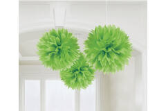 3 Fluffy Decorations Kiwi Green Paper 40.6 cm