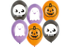 6 Latex Balloons 1c 2s 9" Hallo-ween Friends