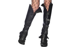 Costume Accessory Boot Covers Leather-Look Black One Size