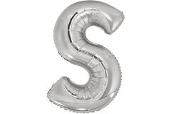 Large Letter S Silver Foil Balloon N34 Packaged 83 cm x 55 c
