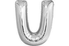 Large Letter U Silver Foil Balloon N34 Packaged 83 cm x 65 c