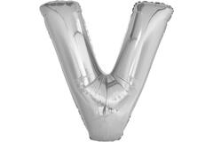 Large Letter V Silver Foil Balloon N34 Packaged 84 cm x 78 c