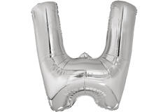 Large Letter W Silver Foil Balloon N34 Packaged 83 cm x 79 c