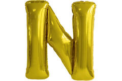 Large Letter N Gold Foil Balloon N34 Packaged 83 cm x 79 cm