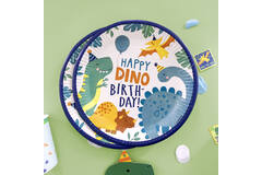 8 Plates Dino-Mite Round Paper 23 cm