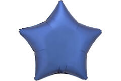 Standard Silk Lustre Azure Blue Star Foil Balloon C16 Packaged 48 cm