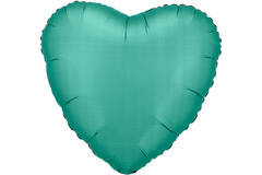 Standard Silk Lustre Jade Green Heart Foil Balloon C16 Packaged 43 cm