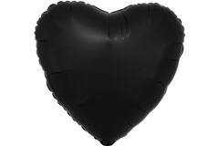 Standard Silk Lustre Black Heart Foil Balloon C16 Packaged 43 cm