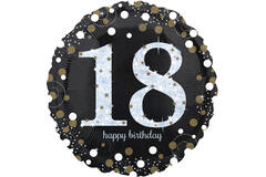 Standard Holographic Sparkling Birthday 18 Foil Balloon C55 Packaged 43 cm
