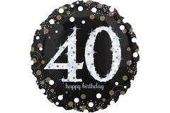 Standard Holographic Sparkling Birthday 40 Foil Balloon C55 Packaged 43 cm